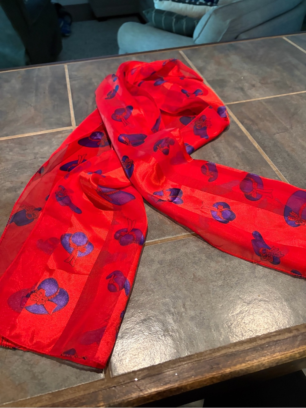 Red purple hat society Satin/poly Scarf - Women's Accessories